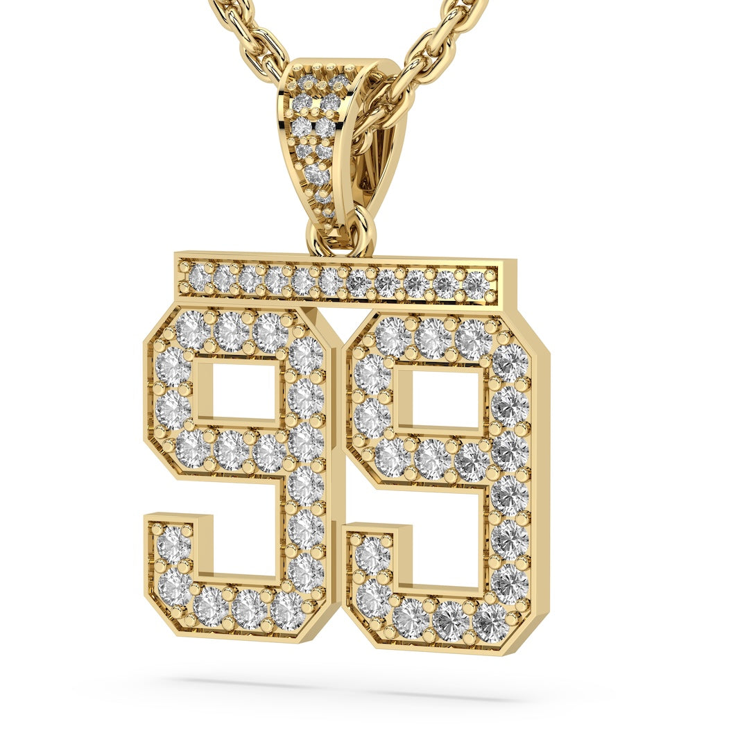 Diamond Studded Custom Number Necklace