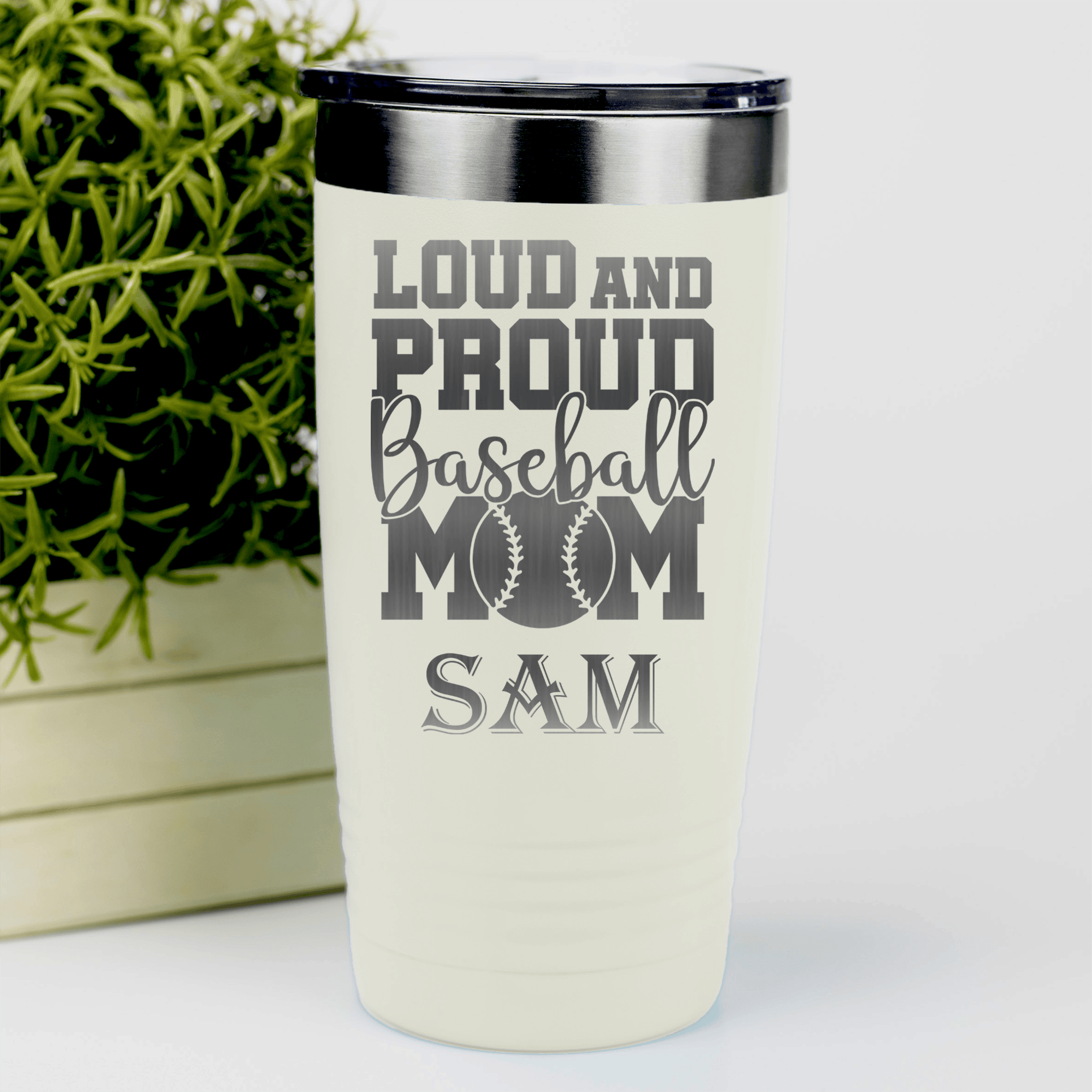 White Baseball Tumbler With Echoing Cheers From The Diamond Design