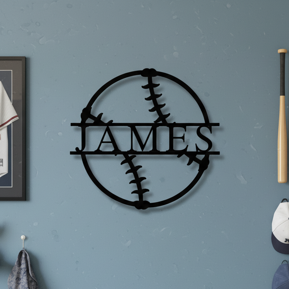 Simple Metal Baseball Sign Perfect Game Personalized Baseball Metal Sign - Custom Name Wall Decor ...