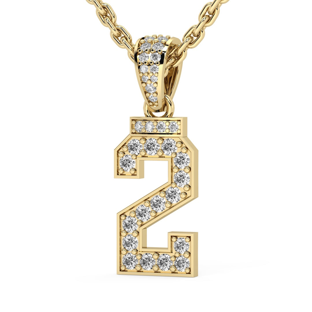 Diamond Studded Custom Number Necklace