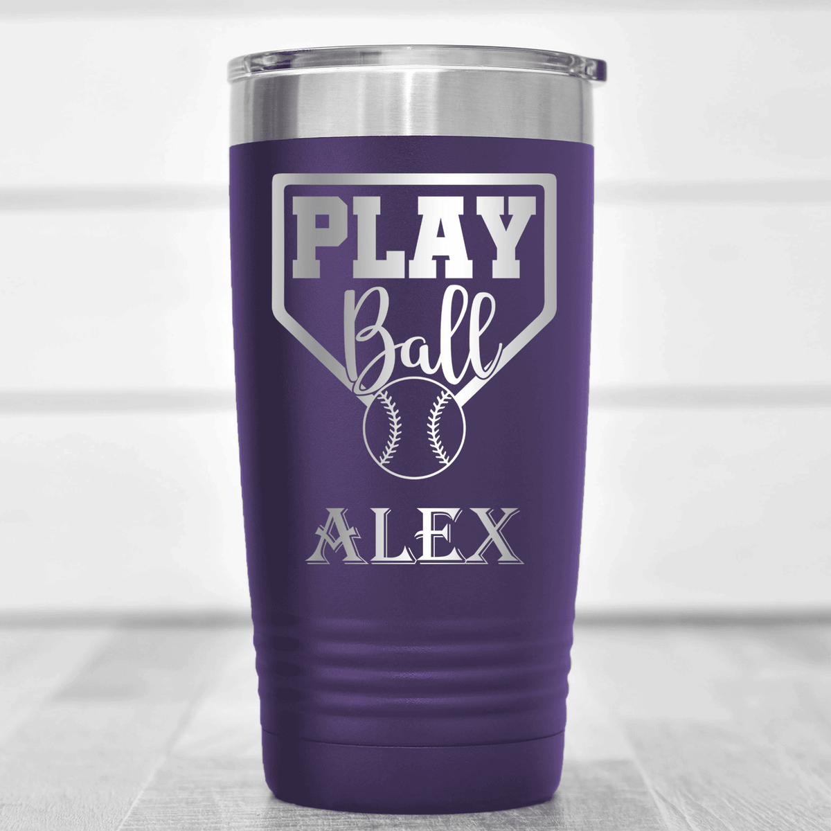 Purple Baseball Tumbler With Its Game Time Design