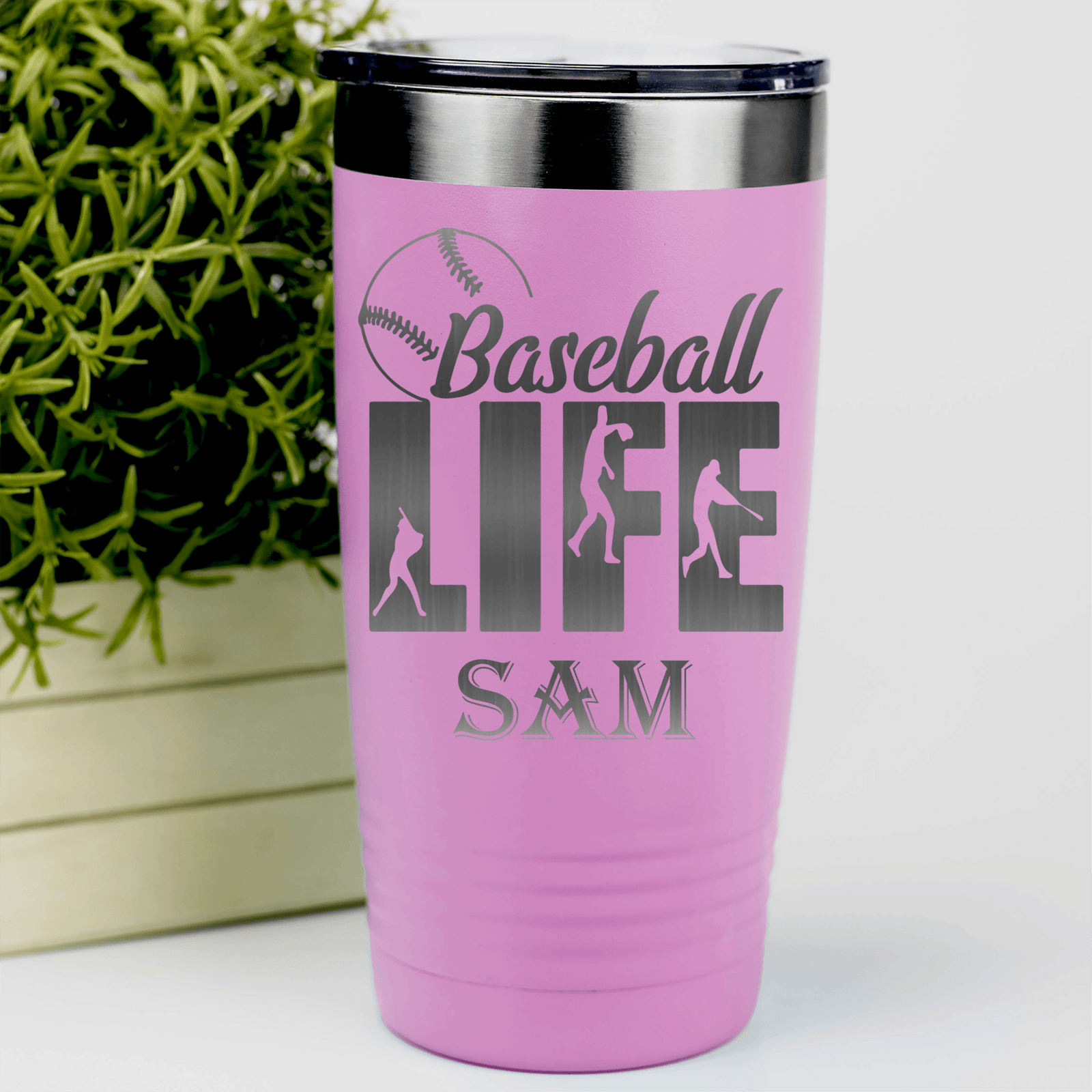 Pink Baseball Tumbler With Living The Diamond Dream Design