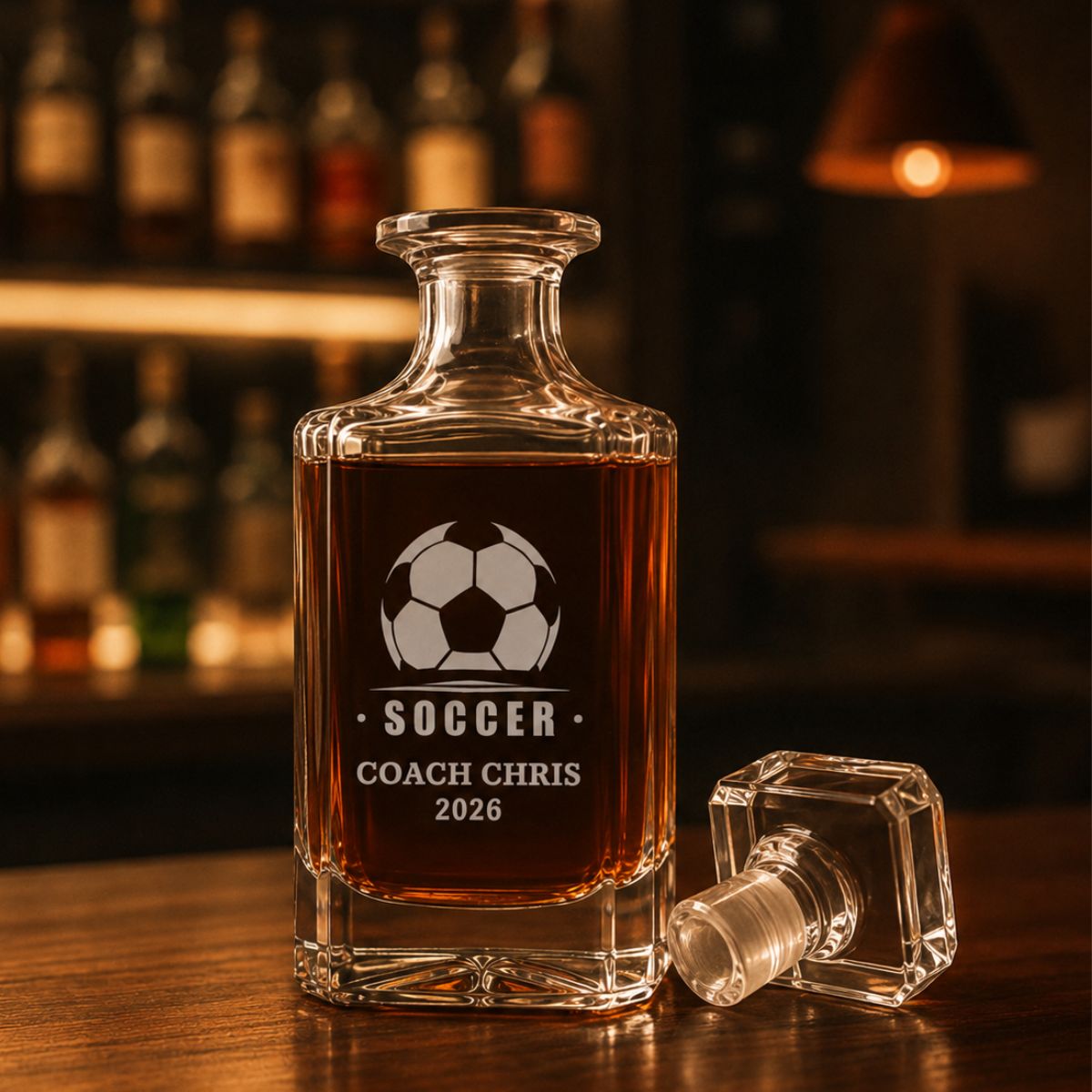 Unique Personalized Personalized Soccer Coach Decanter Customized Soccer Gifts for Men by Groovy Guy