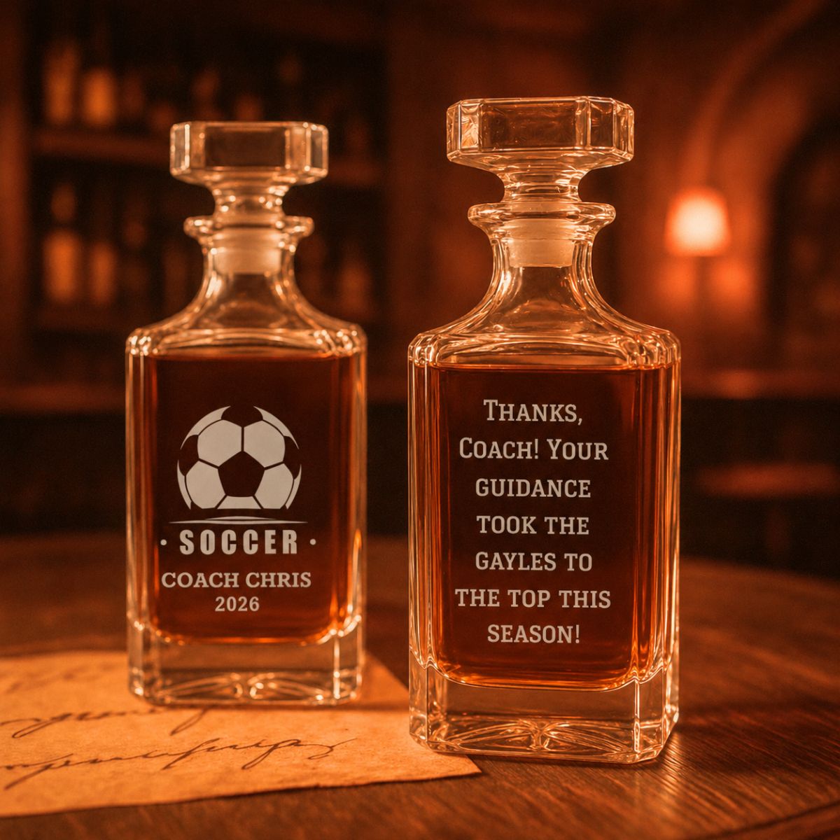 Unique Personalized Personalized Soccer Coach Decanter Customized Soccer Gifts for Men by Groovy Guy
