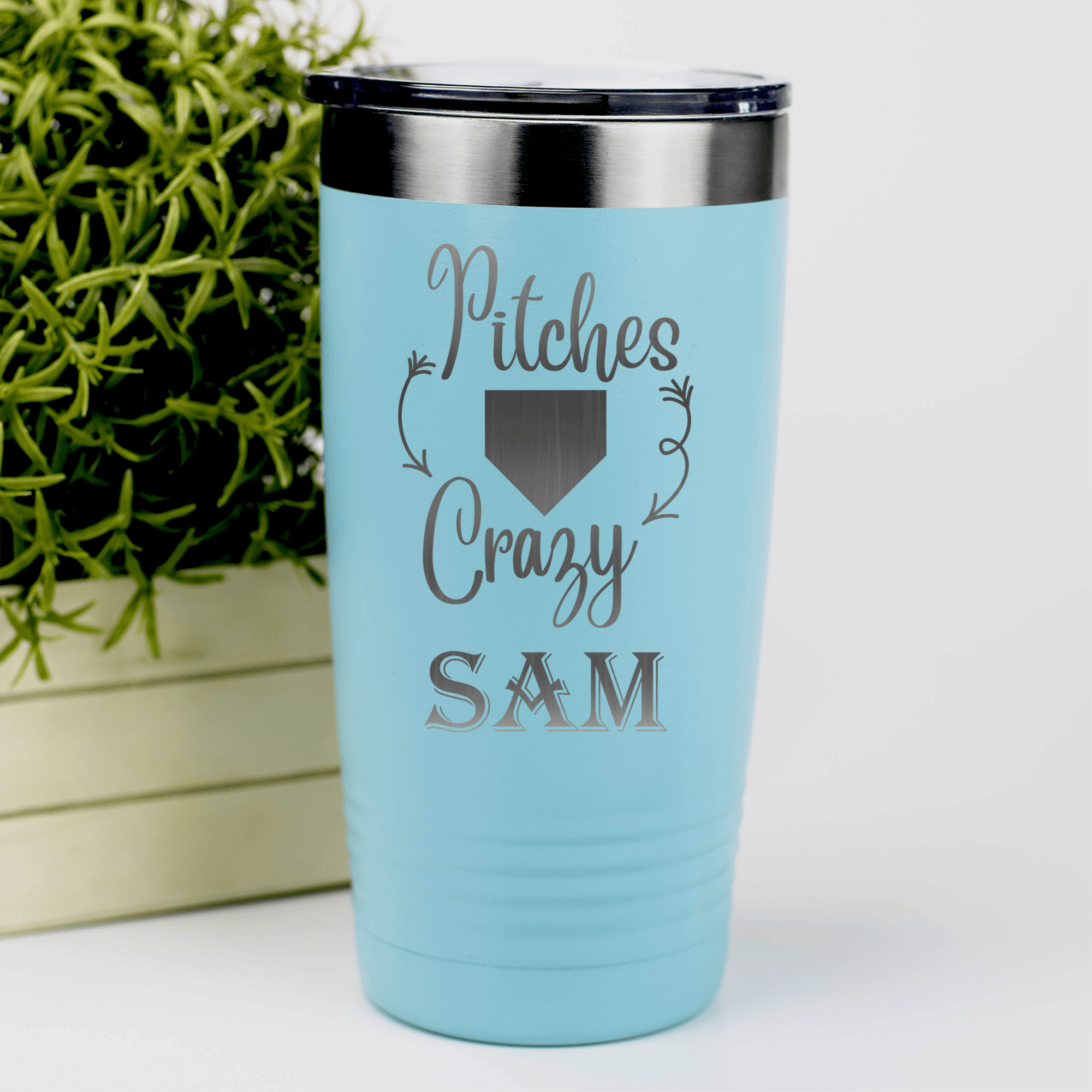 Teal Baseball Tumbler With Playful Pitch Madness Design