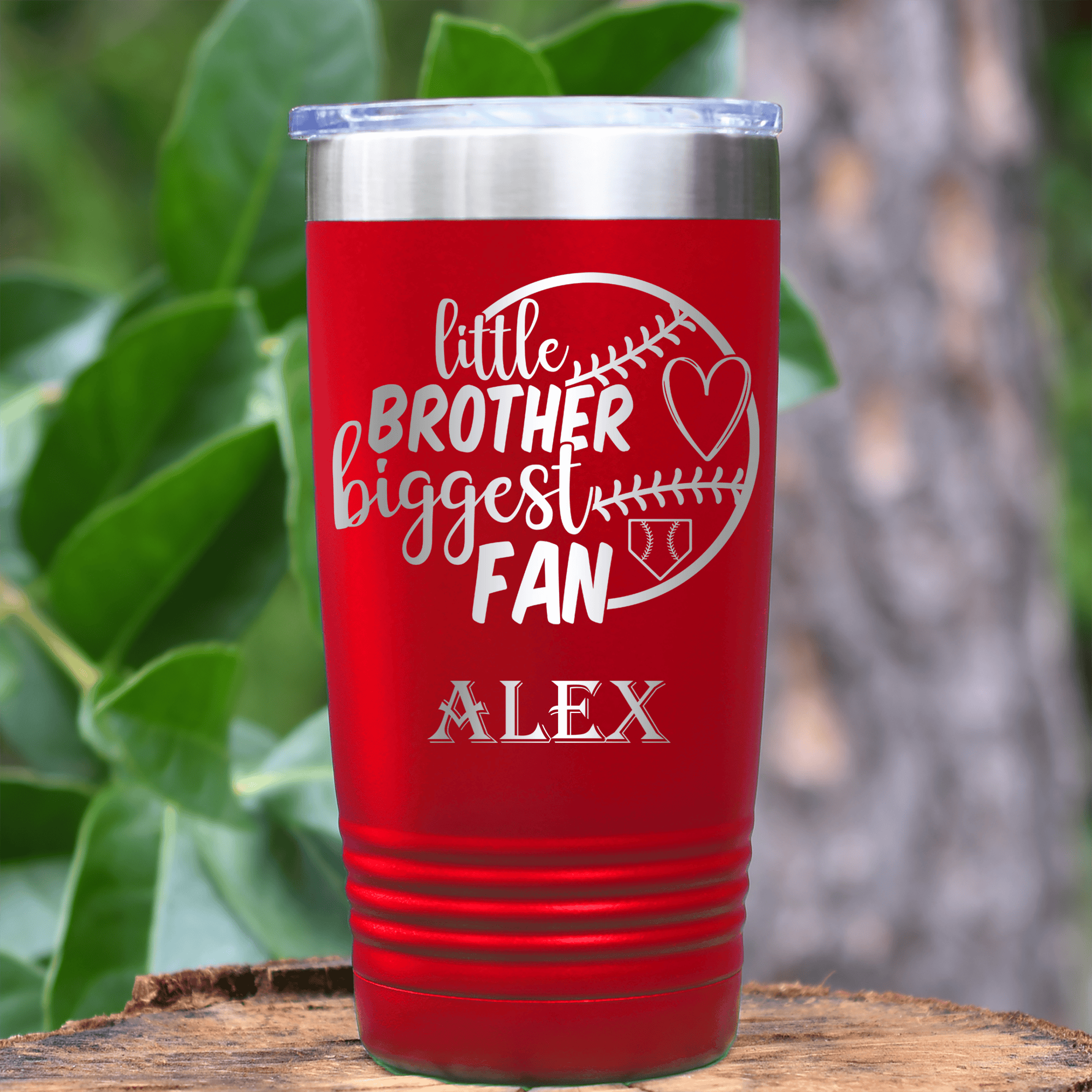 Red Baseball Tumbler With Proud Baseball Sibling Design