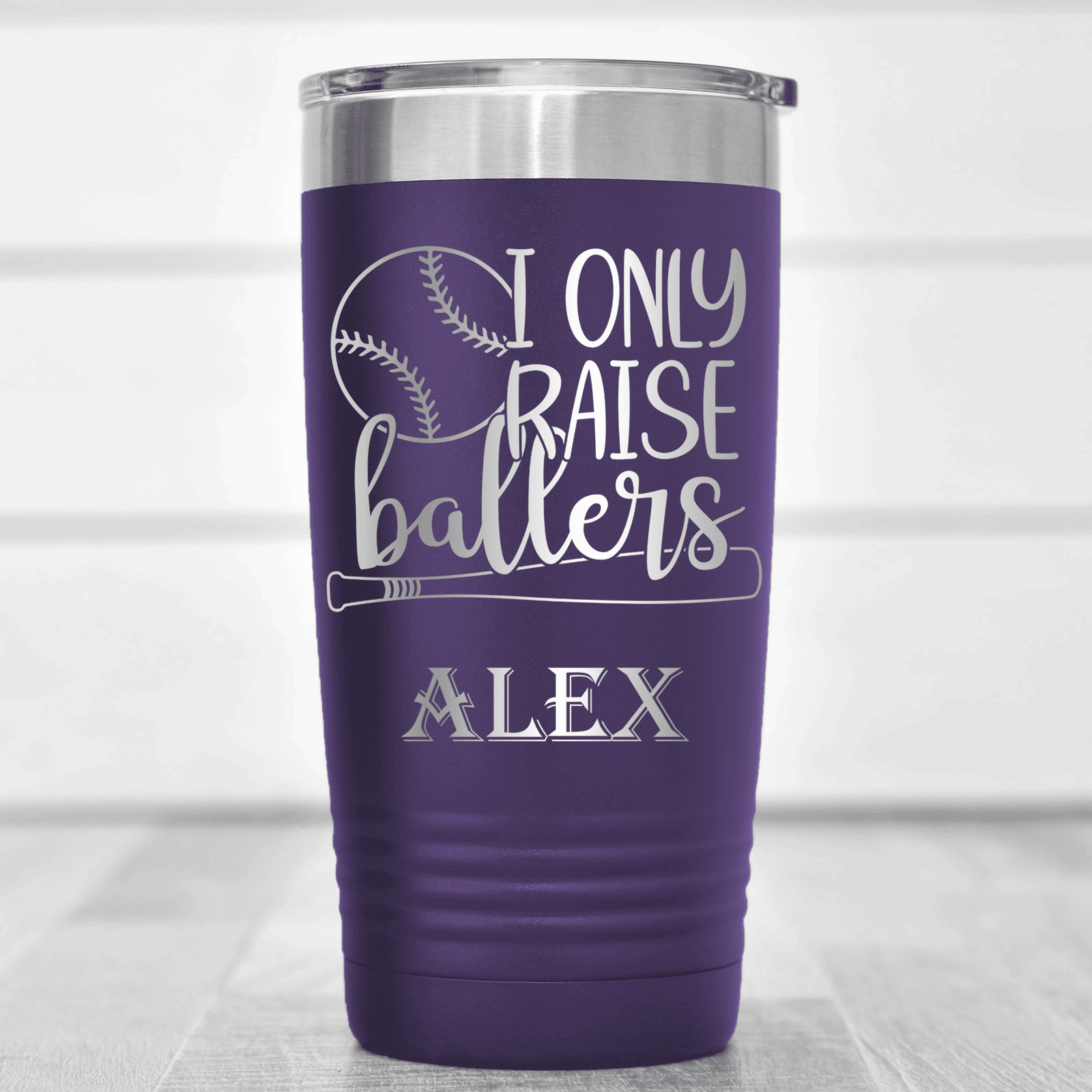Purple Baseball Tumbler With Raising Future Mvps Design