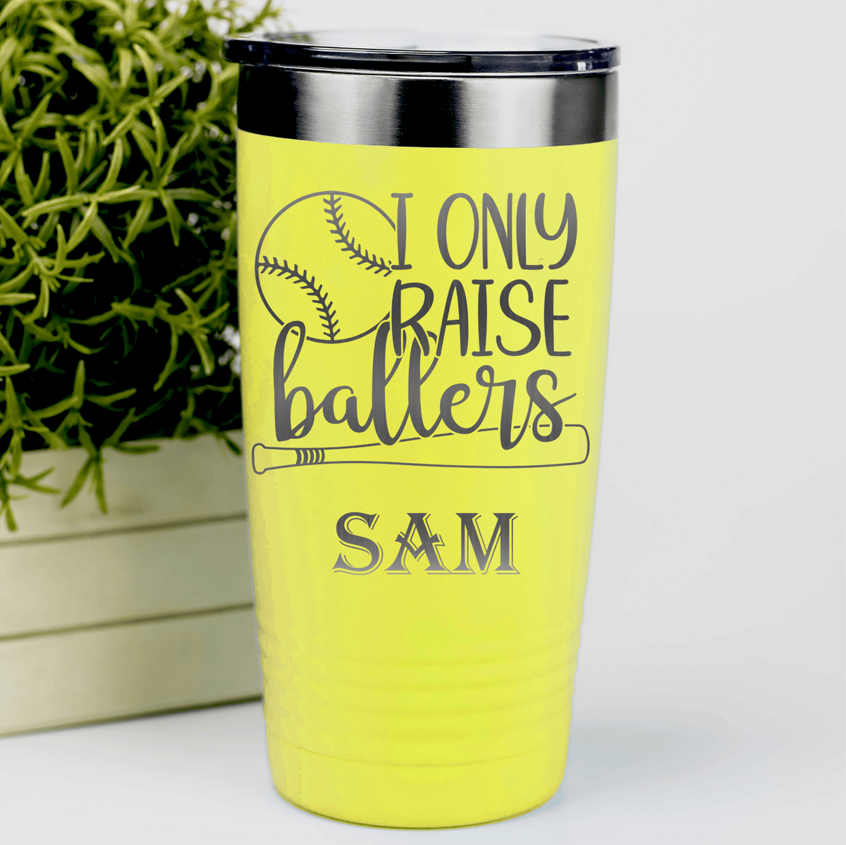 Yellow Baseball Tumbler With Raising Future Mvps Design