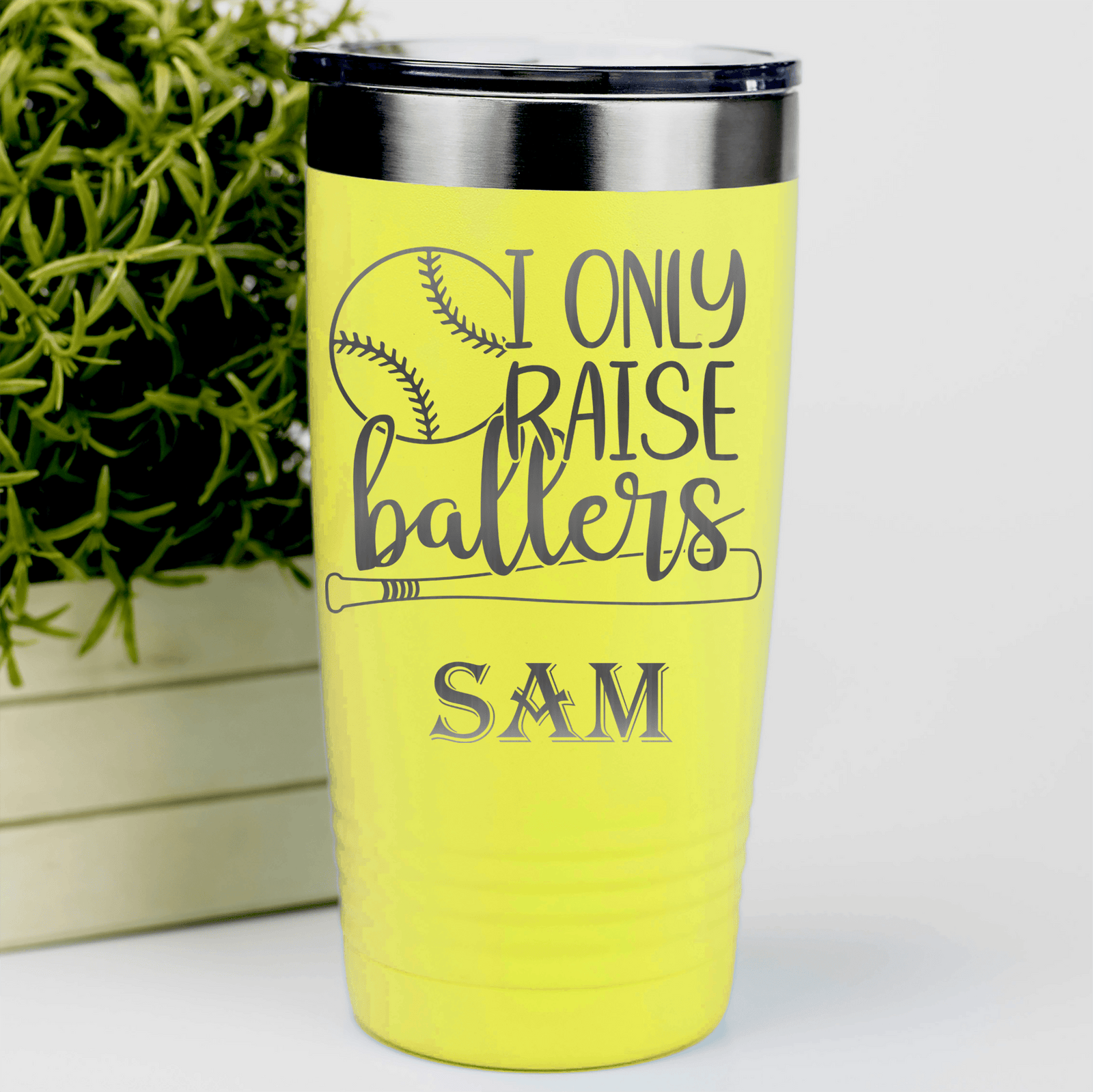 Yellow Baseball Tumbler With Raising Future Mvps Design