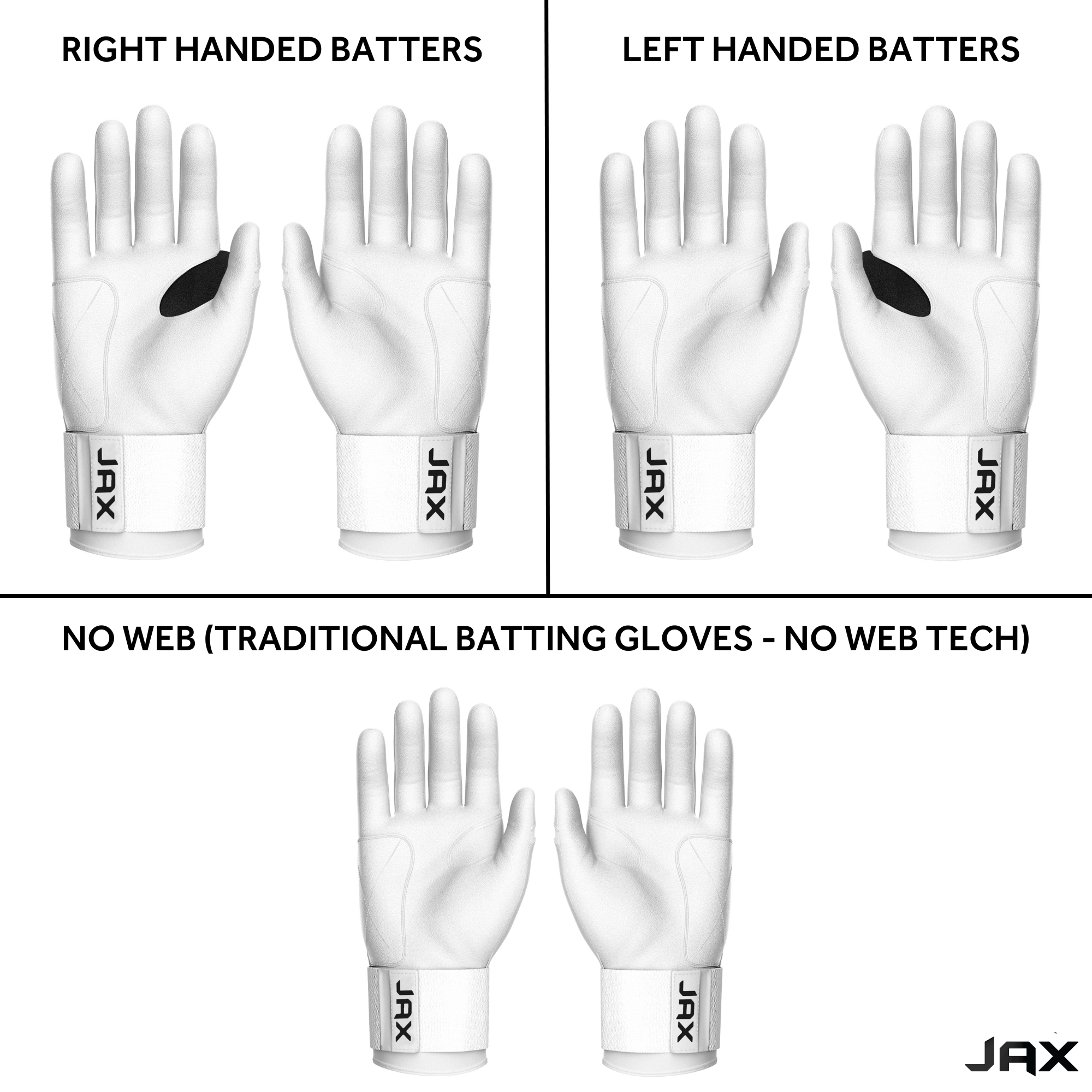 Jax White Cuff Batting Gloves