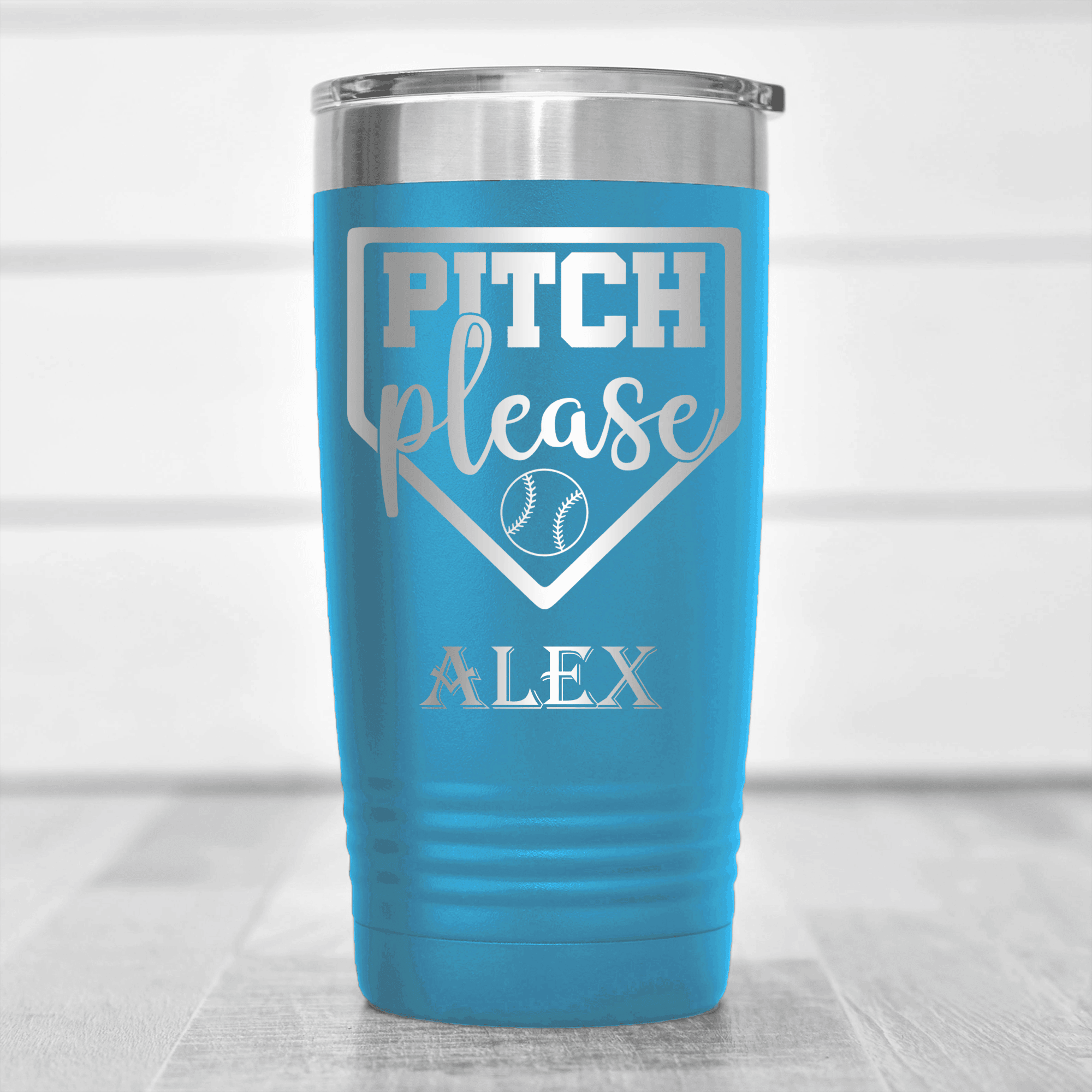 Light Blue Baseball Tumbler With Sass From The Mound Design