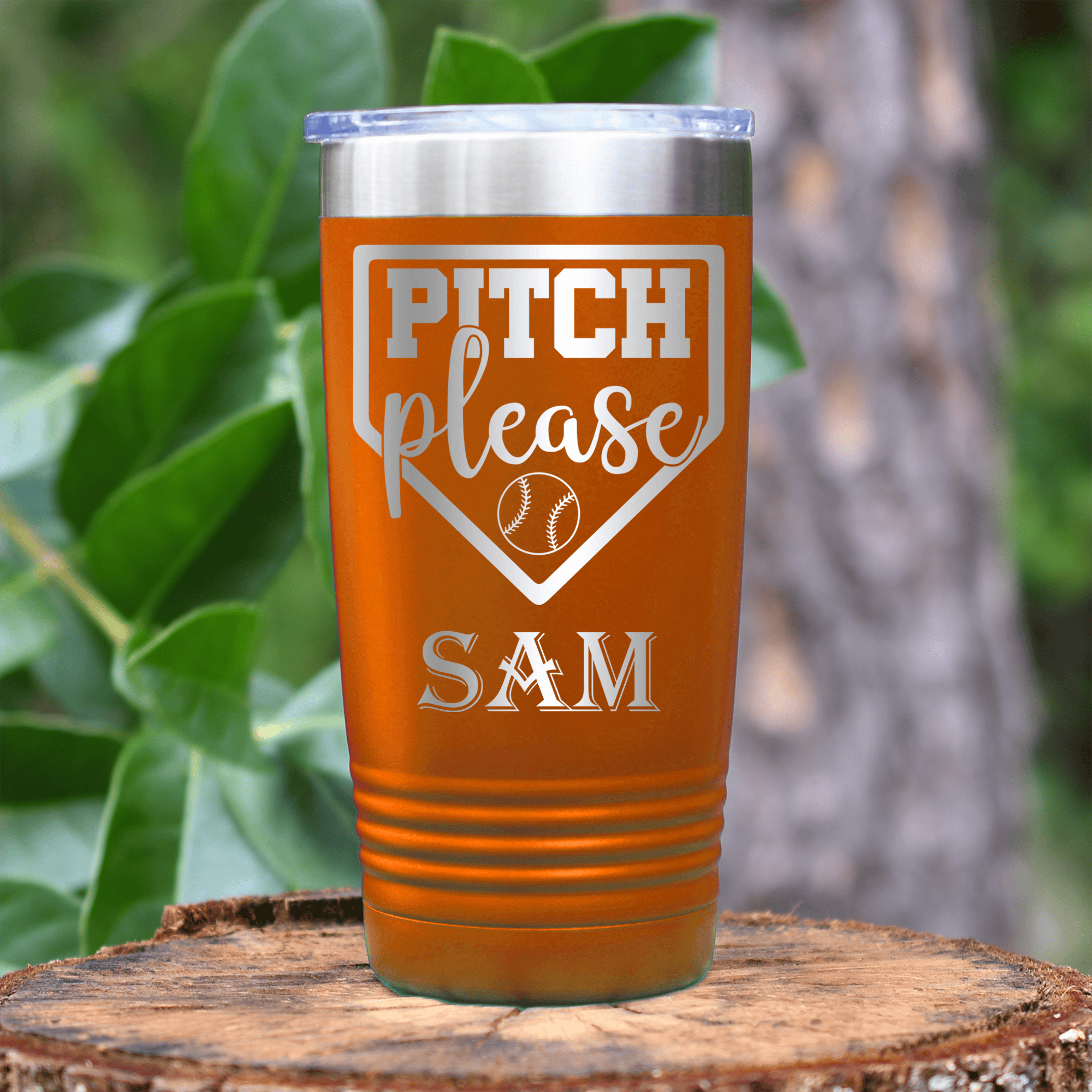 Orange Baseball Tumbler With Sass From The Mound Design