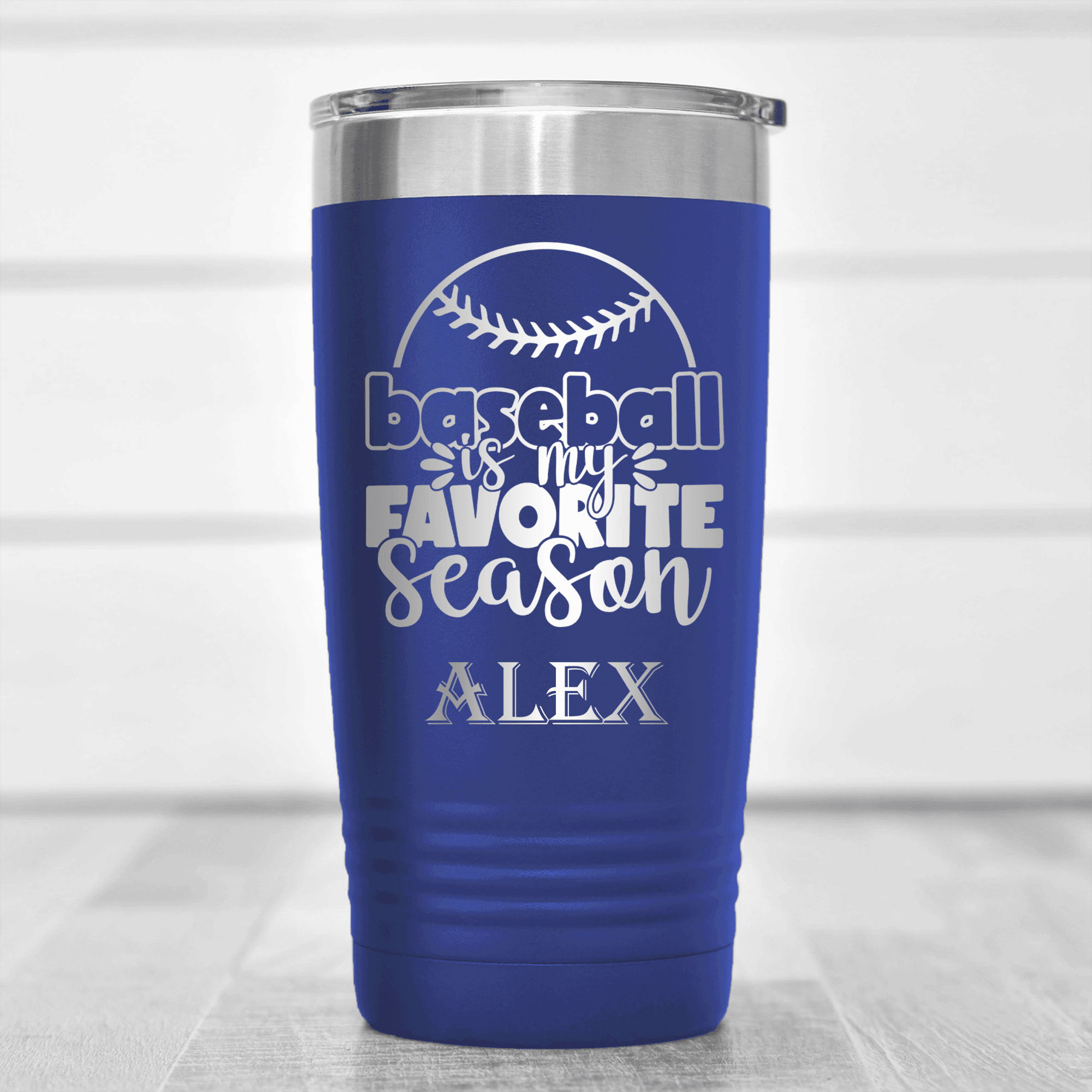 Blue Baseball Tumbler With Season Of Home Runs Design