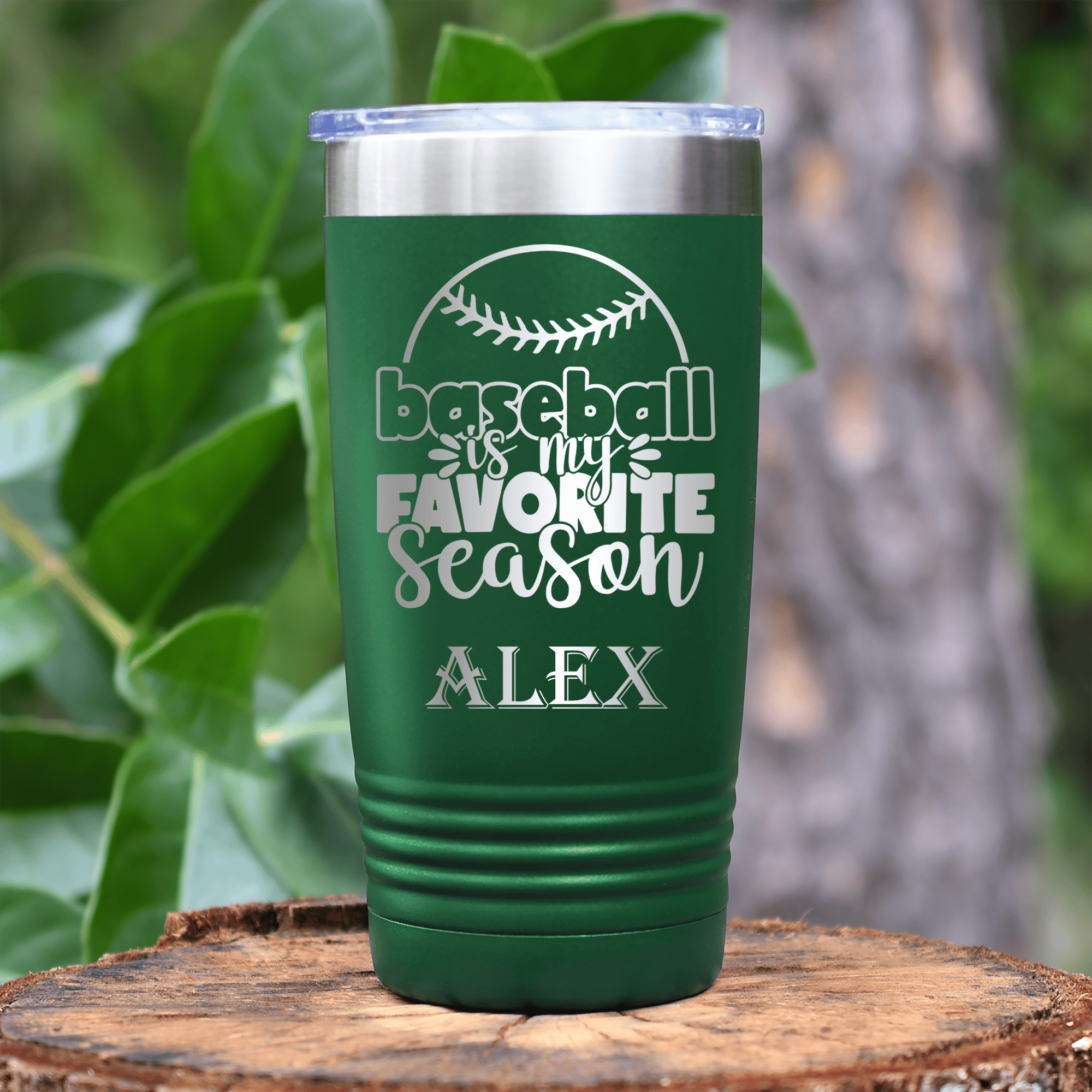 Green Baseball Tumbler With Season Of Home Runs Design