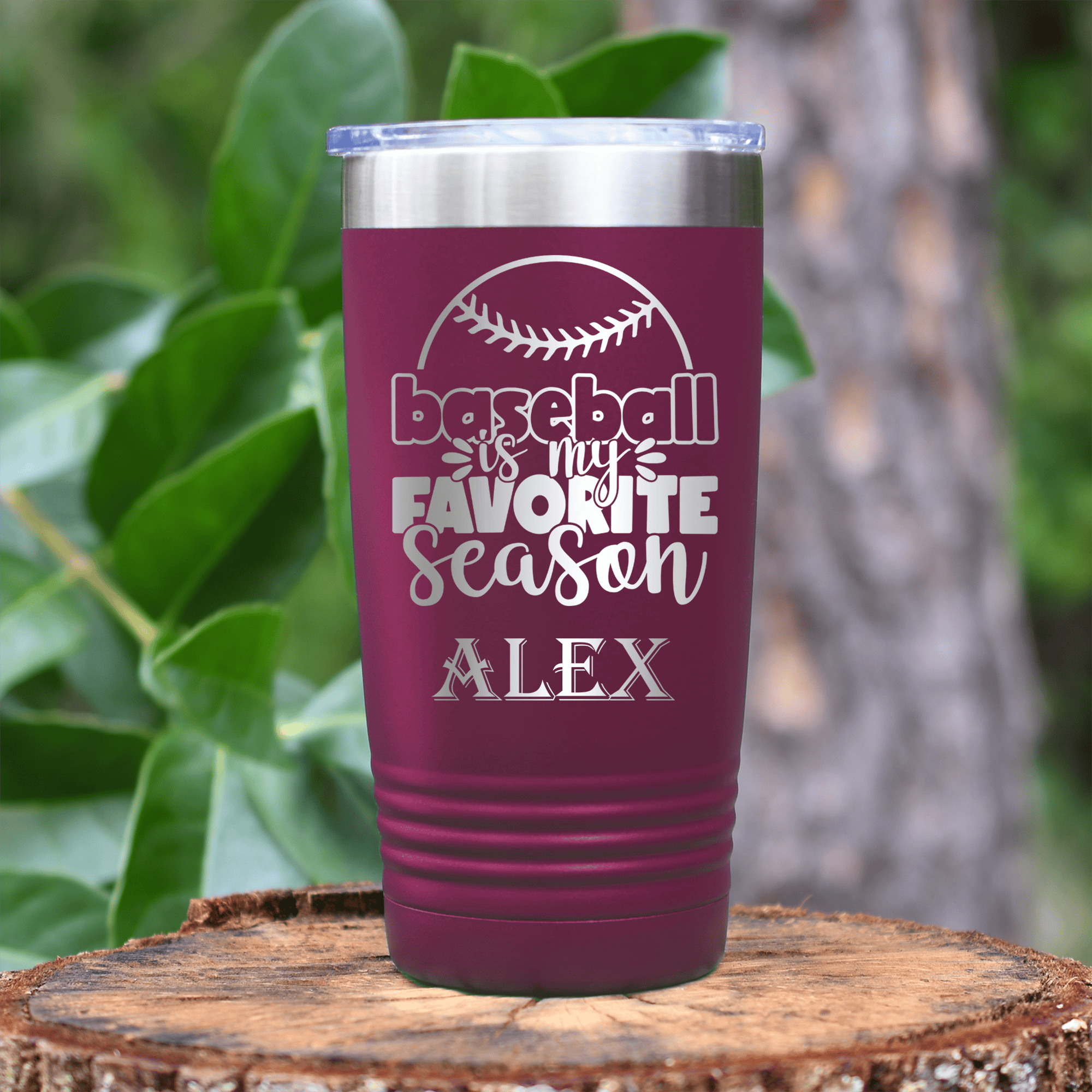 Maroon Baseball Tumbler With Season Of Home Runs Design