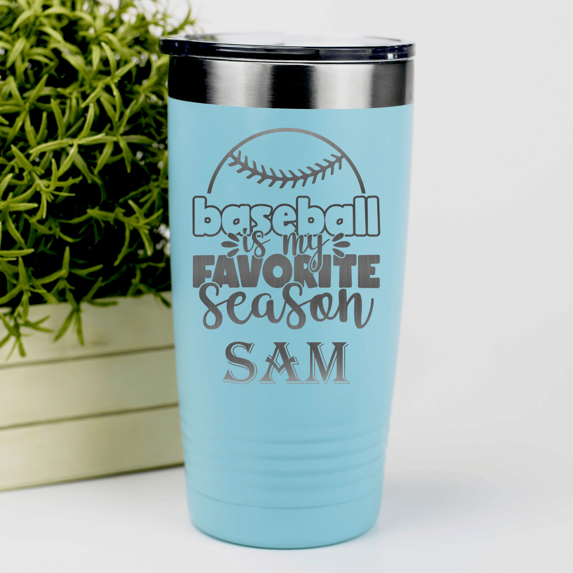 Teal Baseball Tumbler With Season Of Home Runs Design