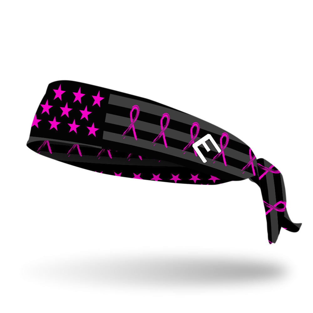 Shadow USA Flag - Breast Cancer Awareness Tie Headband