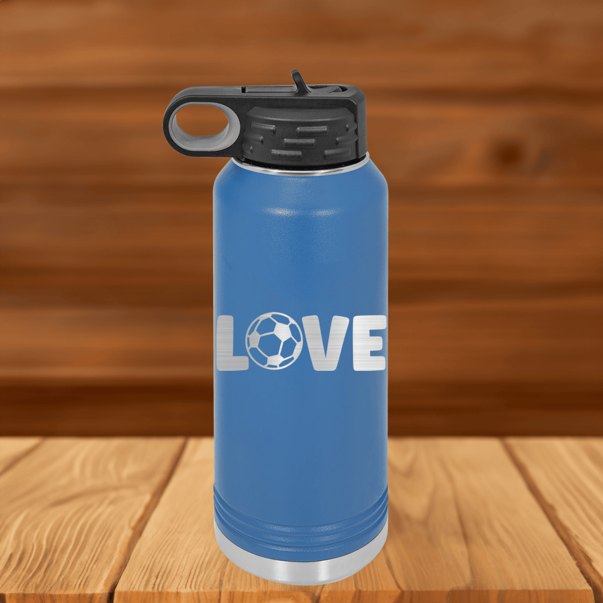 Pure Passion for the Pitch Water Bottle detail showing laser etching