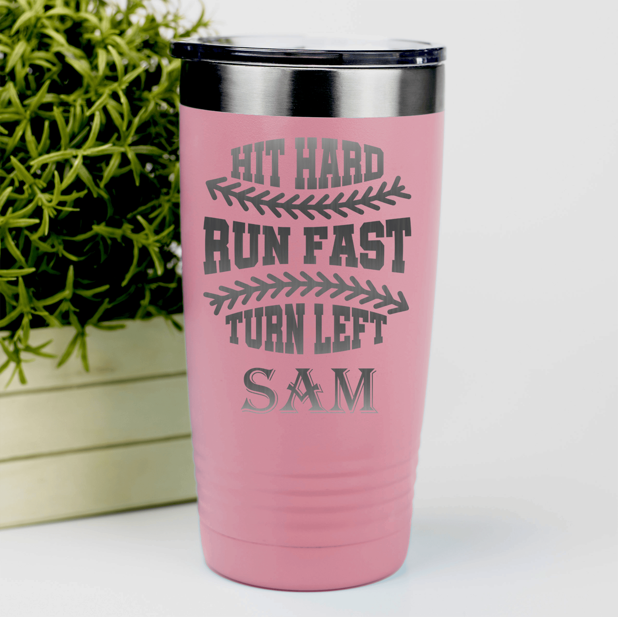 Salmon Baseball Tumbler With Swing For The Fences Design