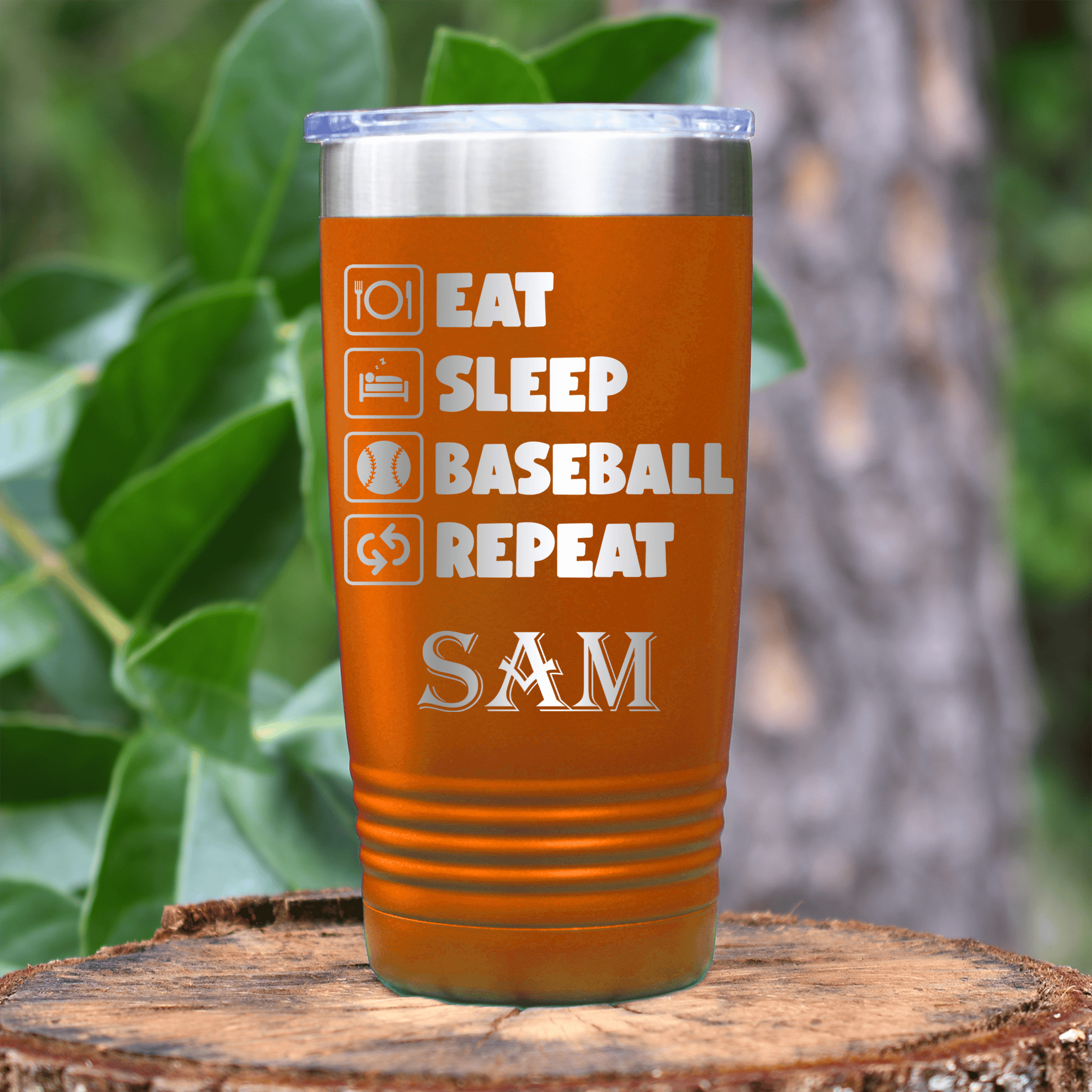 Orange Baseball Tumbler With The Baseball Routine Design