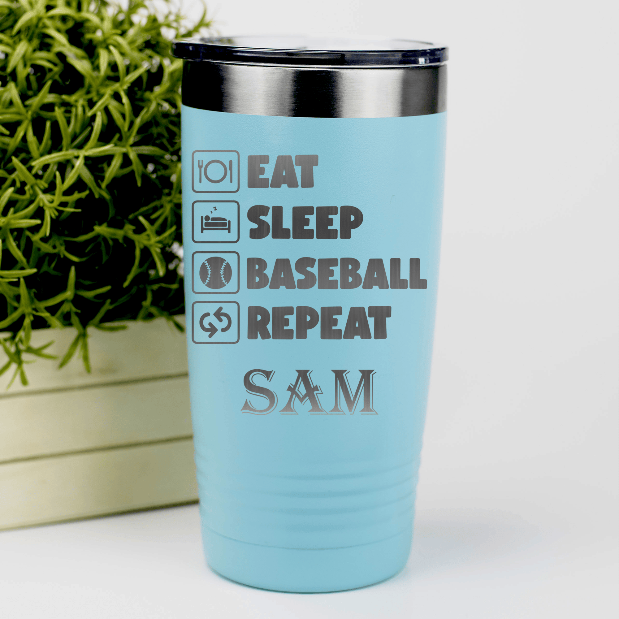 Teal Baseball Tumbler With The Baseball Routine Design