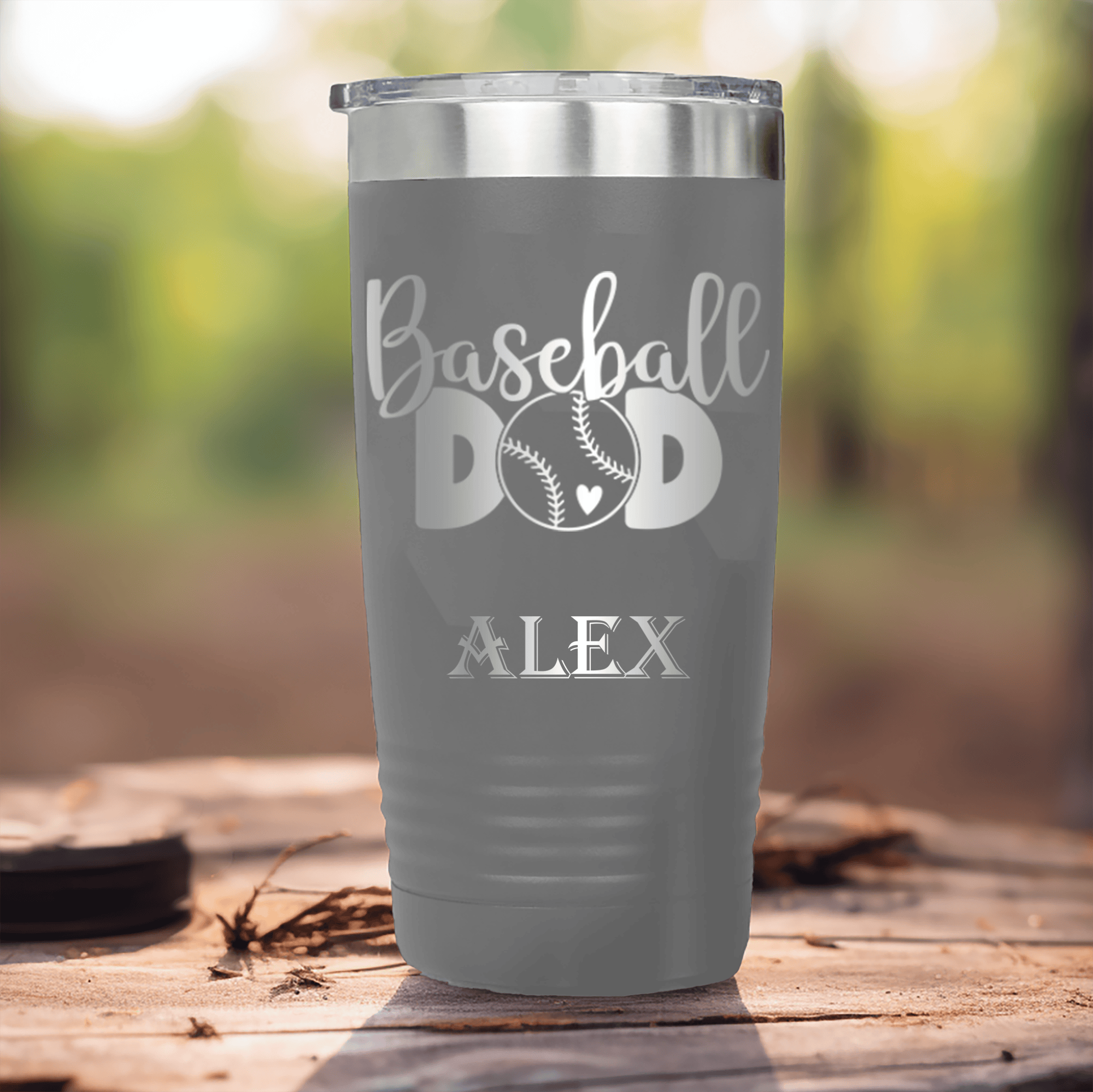 Grey Baseball Tumbler With Ultimate Baseball Father Design