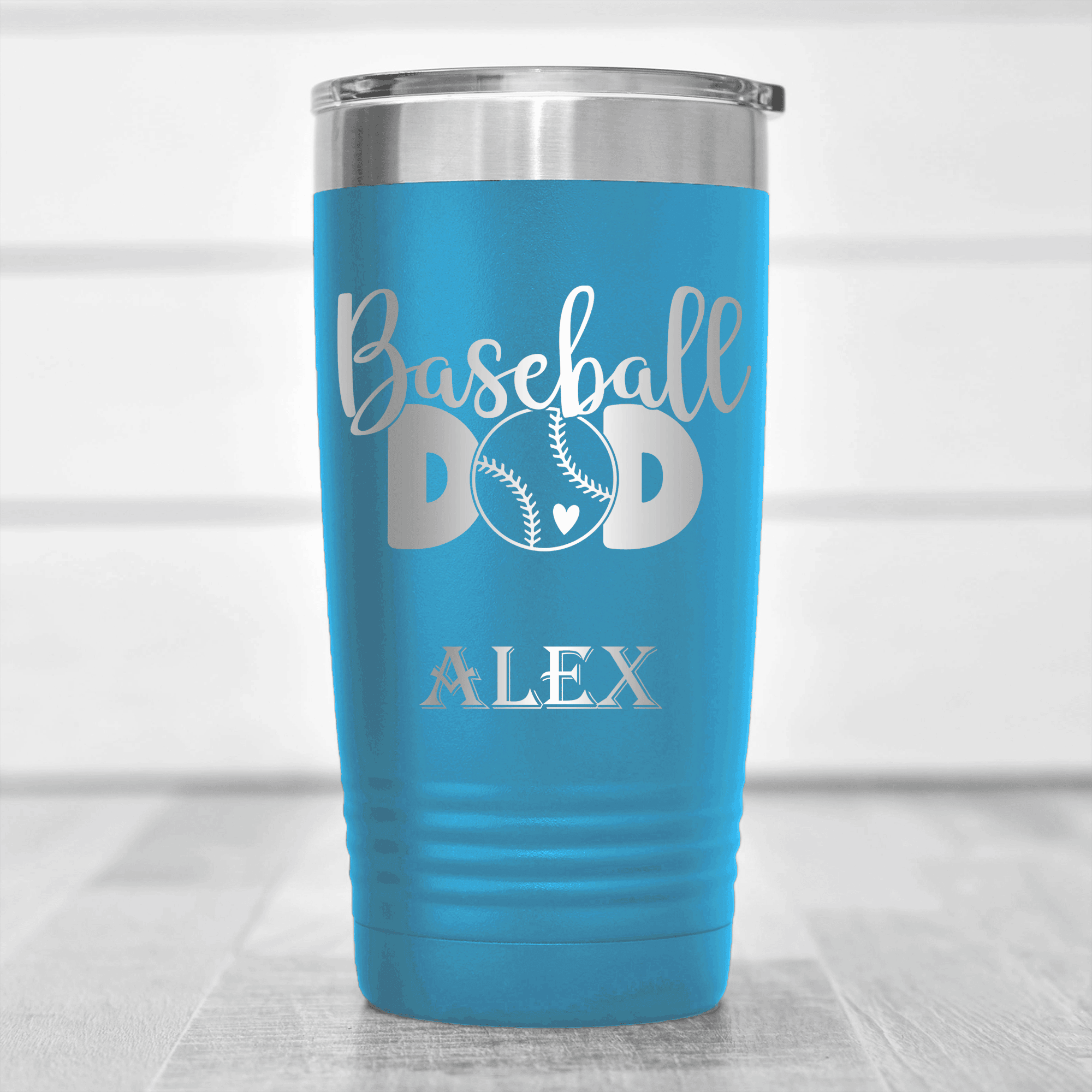 Light Blue Baseball Tumbler With Ultimate Baseball Father Design