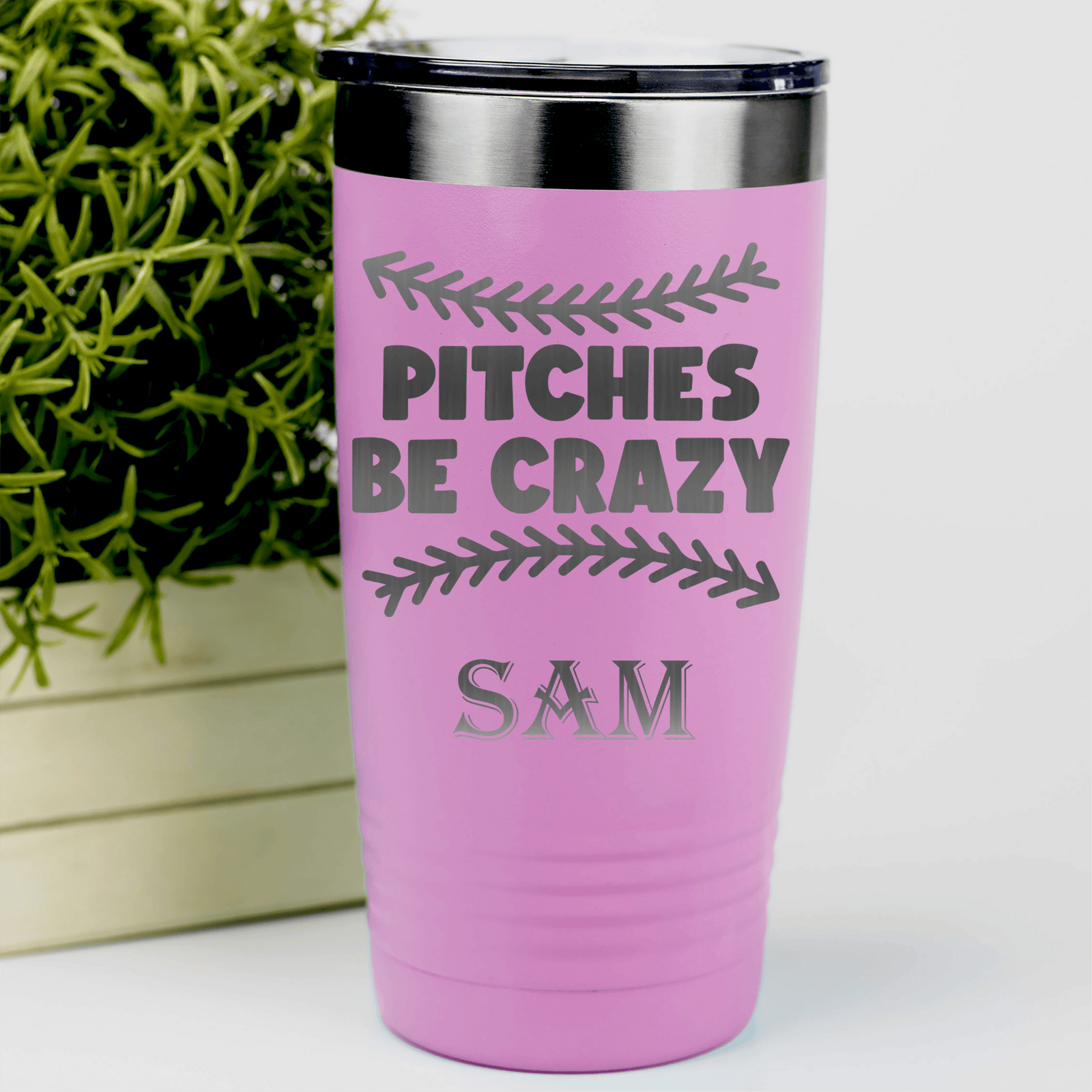Pink Baseball Tumbler With Unpredictable Pitches Design