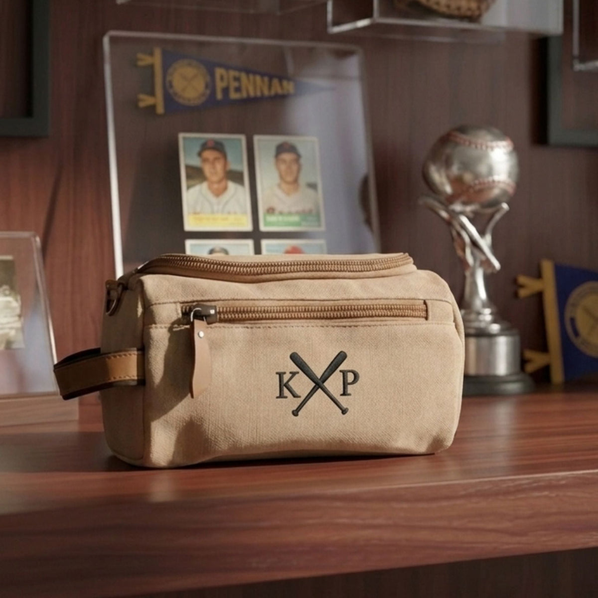 Senior Slugger personalized toiletry bag for high school baseball player