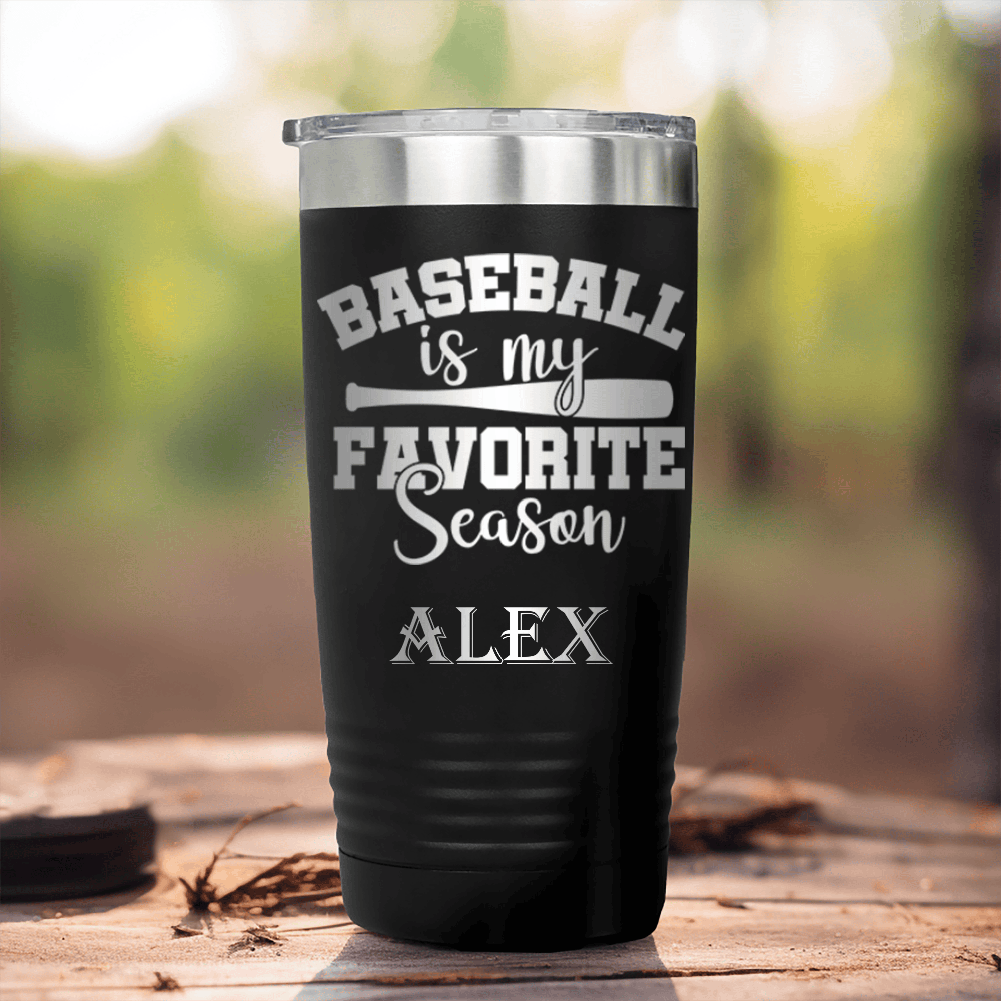 Black Baseball Tumbler With When Bats Swing Hearts Sing Design