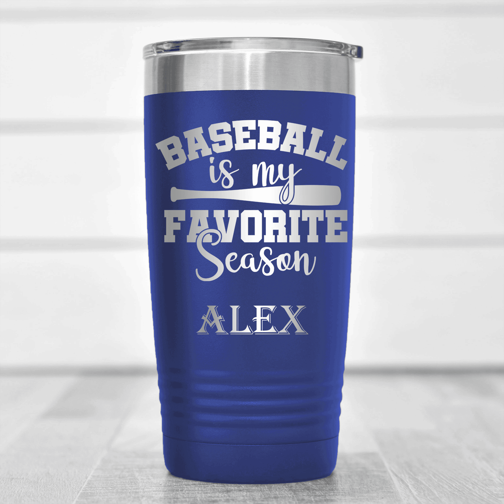 Blue Baseball Tumbler With When Bats Swing Hearts Sing Design