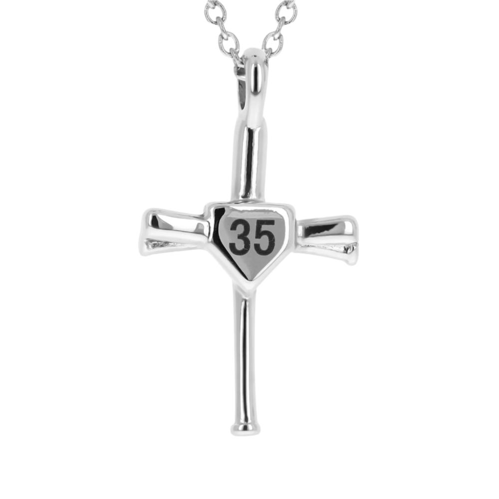 Custom Numbered Baseball Bat Cross Necklace | Stainless Steel