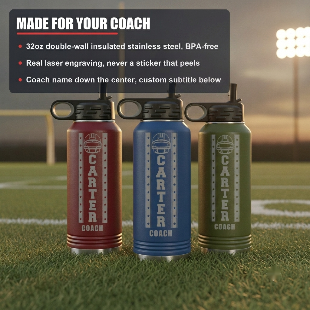 Personalized Football Fan Water Bottle