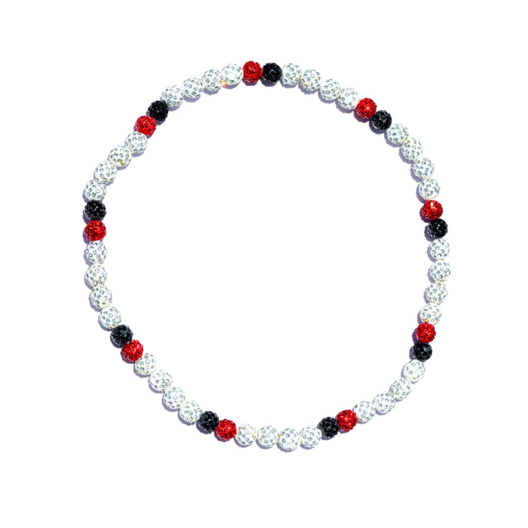White, red and black iced out baseball bead necklace for players and fans