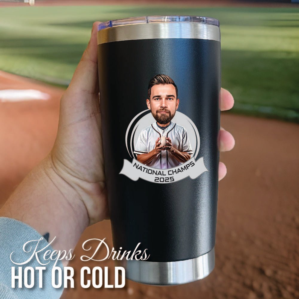 Baseball Groomsman Game Day Tumbler detail showing engraving