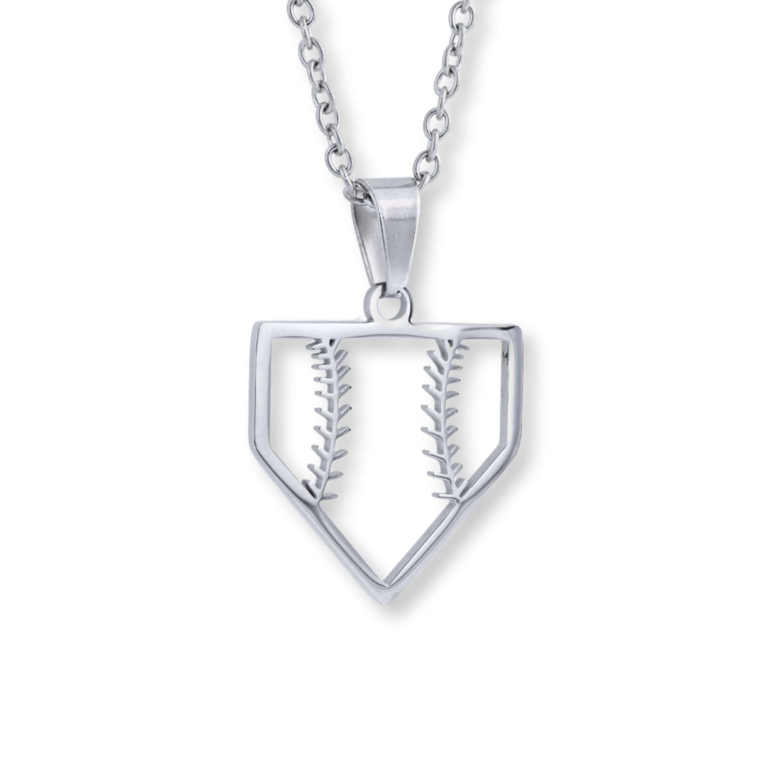 Home plate baseball necklace stainless steel pendant with chain for players and fans
