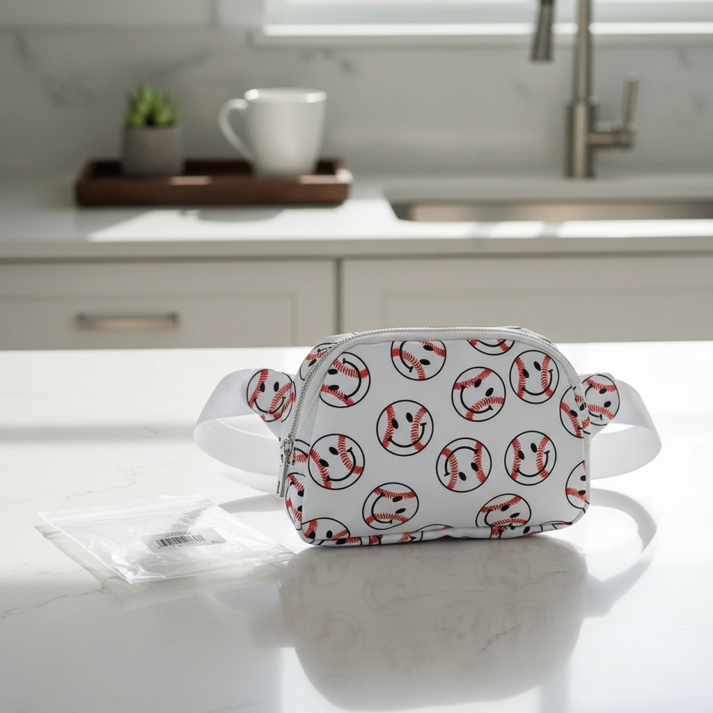 Baseball Happy Face Belt Bag