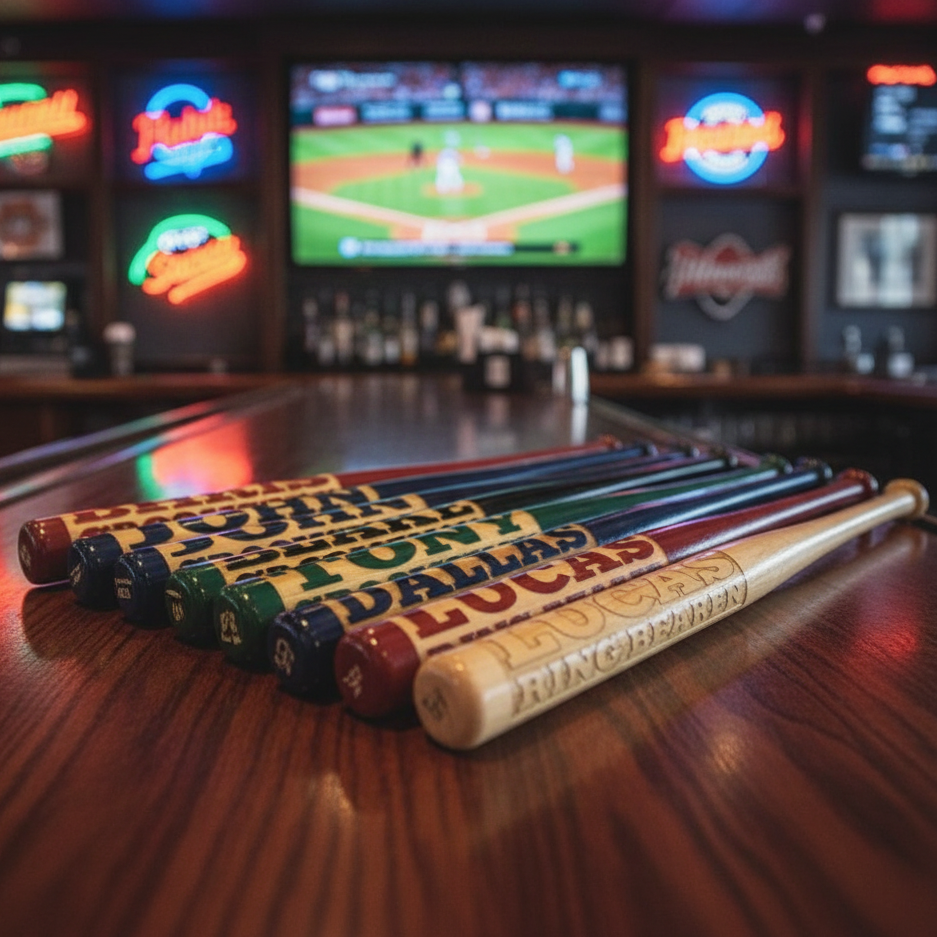 Splendid Splinter Personalized Baseball Bat displayed on a shelf