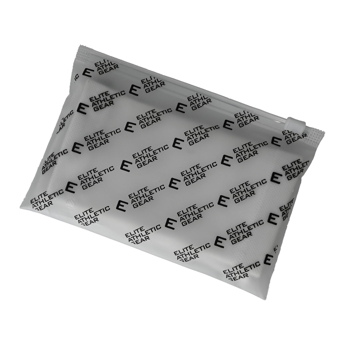 White wrist support sleeve packaging with repeating Elite Athletic Gear branding and logo pattern displayed at an angle
