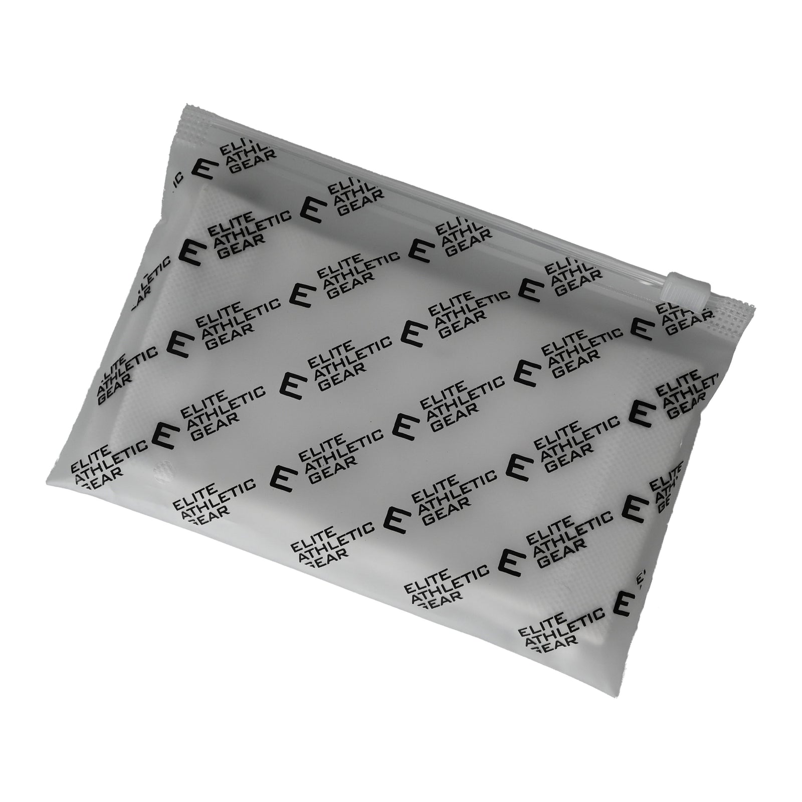 White wrist support sleeve packaging with repeating Elite Athletic Gear branding and logo pattern displayed at an angle