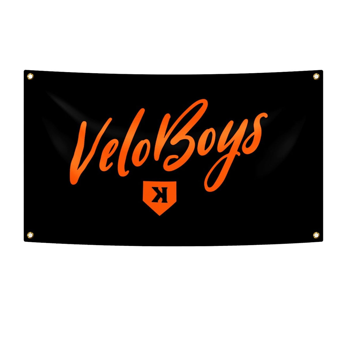 Black banner with orange &#39;VeloBoys&#39; logo on a white background