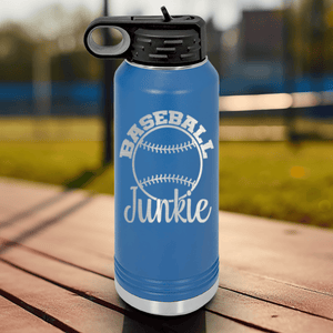 Blue Baseball Water Bottle With Addicted To The Diamond Design