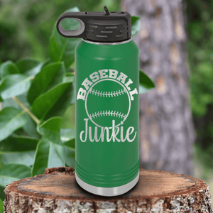 Green Baseball Water Bottle With Addicted To The Diamond Design
