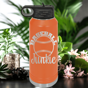Orange Baseball Water Bottle With Addicted To The Diamond Design