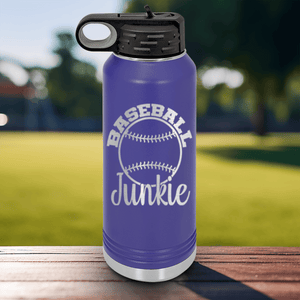 Purple Baseball Water Bottle With Addicted To The Diamond Design