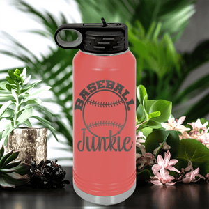 Salmon Baseball Water Bottle With Addicted To The Diamond Design