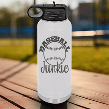 Load image into Gallery viewer, White Baseball Water Bottle With Addicted To The Diamond Design
