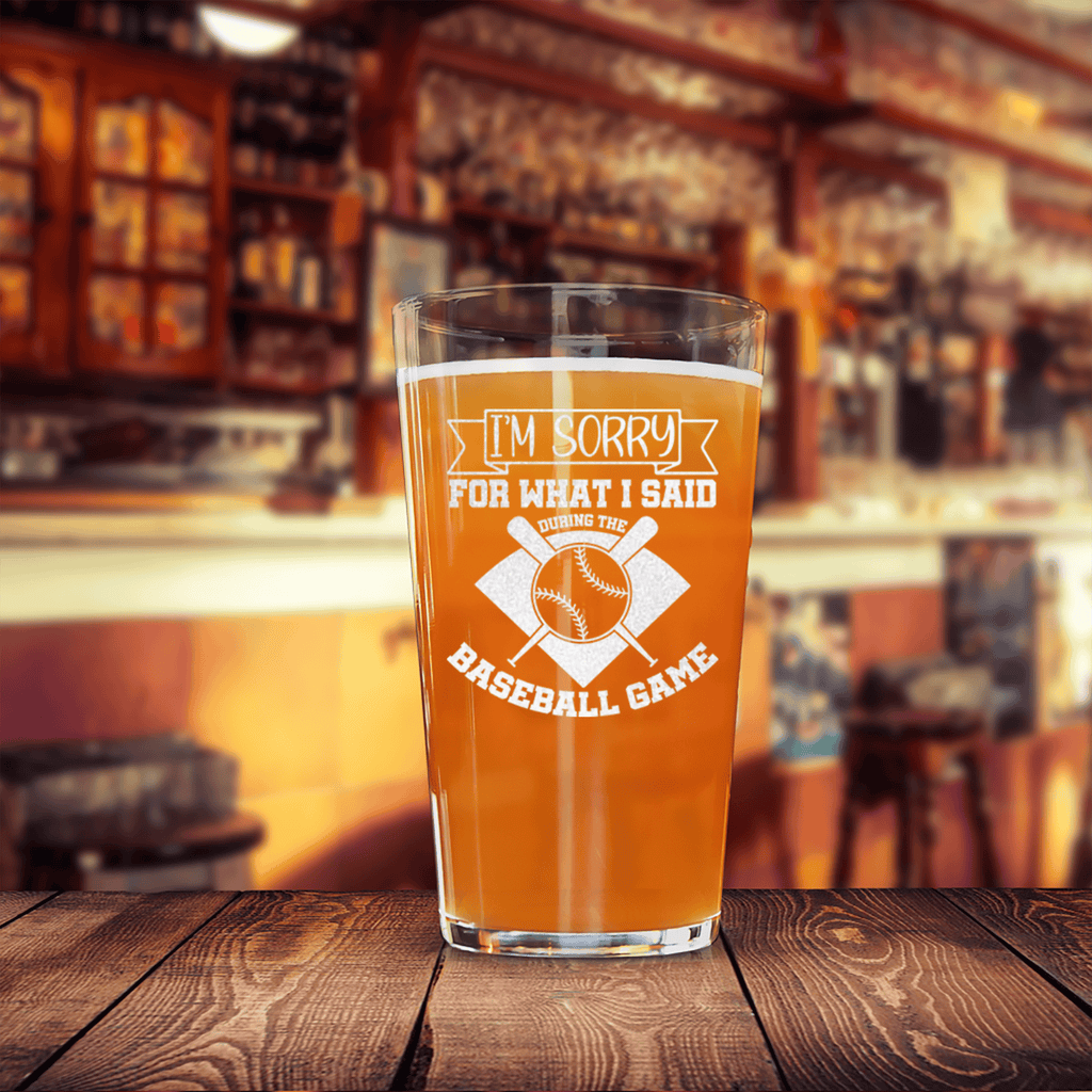 Baseball Game Day Regrets Pint Glass