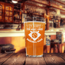 Load image into Gallery viewer, Baseball Game Day Regrets Pint Glass

