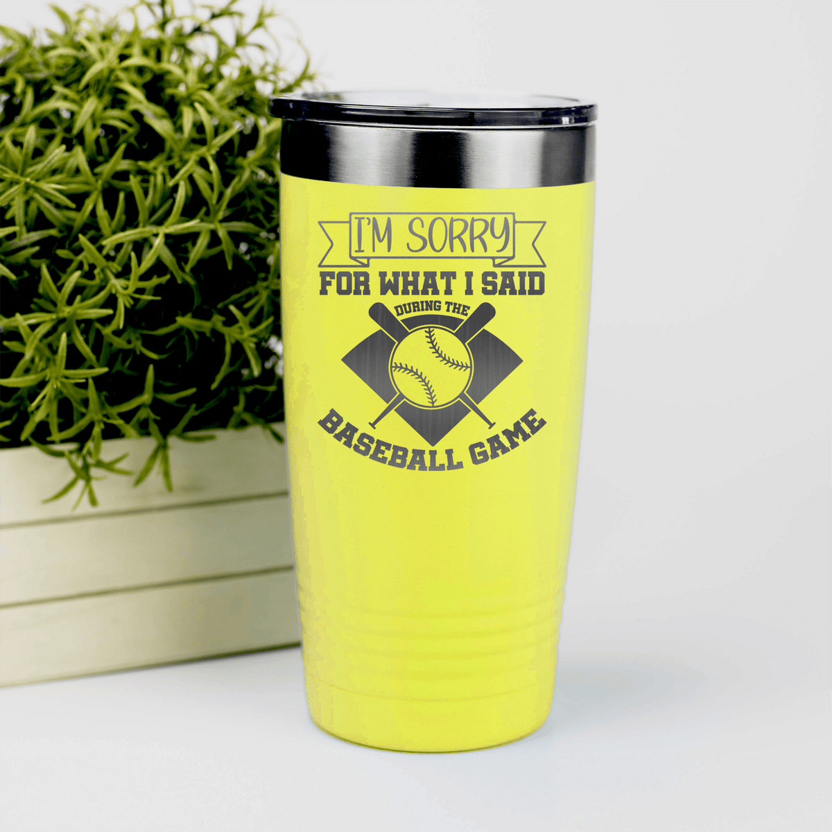 Yellow baseball tumbler Baseball Game Day Regrets